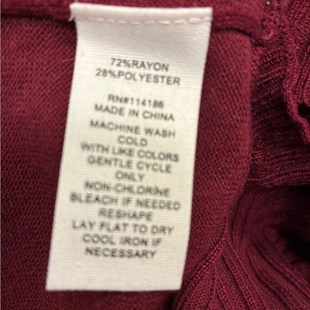 89th + Madison Red Burgundy Open Front Long Duster Cardigan Size Small - Picture 6 of 6